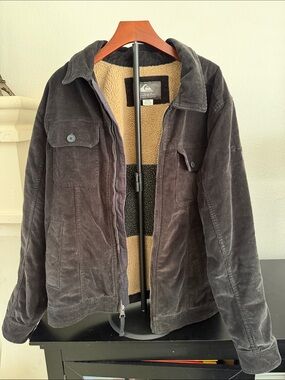 Quiksilver Waterman Collection Men's Sherpa-Lined Corduroy Jacket - Black
